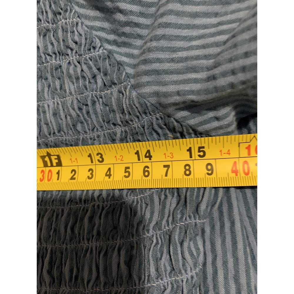 Sundance Topsail‎ Tiered Blue Seersucker Striped Maxi Dress Size Small - Picture 6 of 7